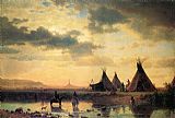 Albert Bierstadt View of Chimney Rock, Ogalillalh Sioux Village in Foreground painting